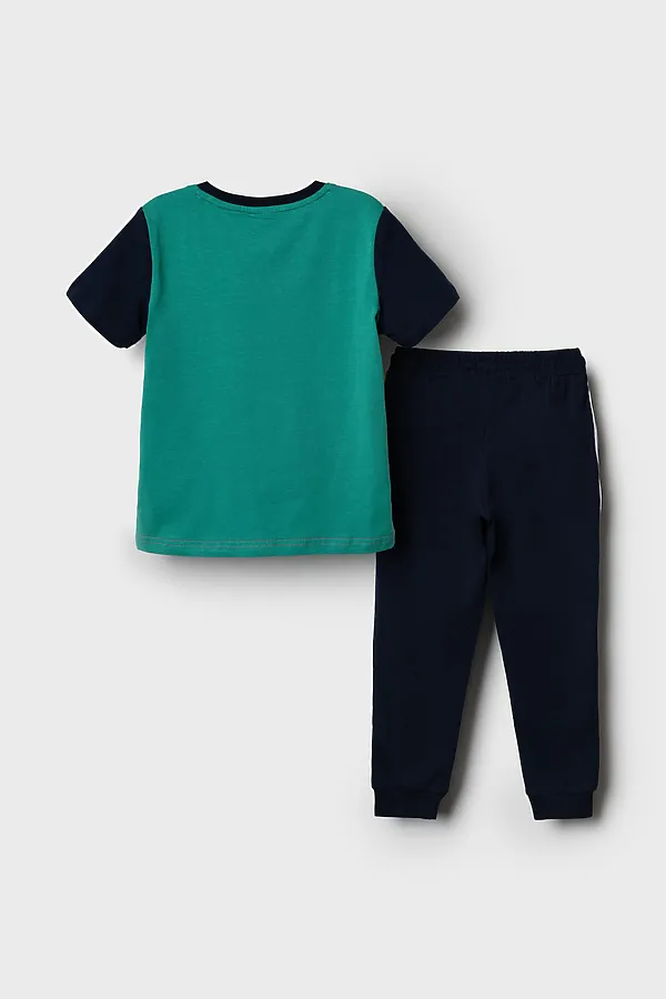 Комплект трикотажный для мальчиков: фуфайка (футболка), брюки PLAYTODAY, разноцветный - фото 2