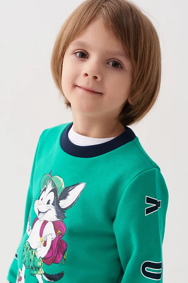 Толстовка трикотажная для мальчиков PLAYTODAY, зеленый - фото 2