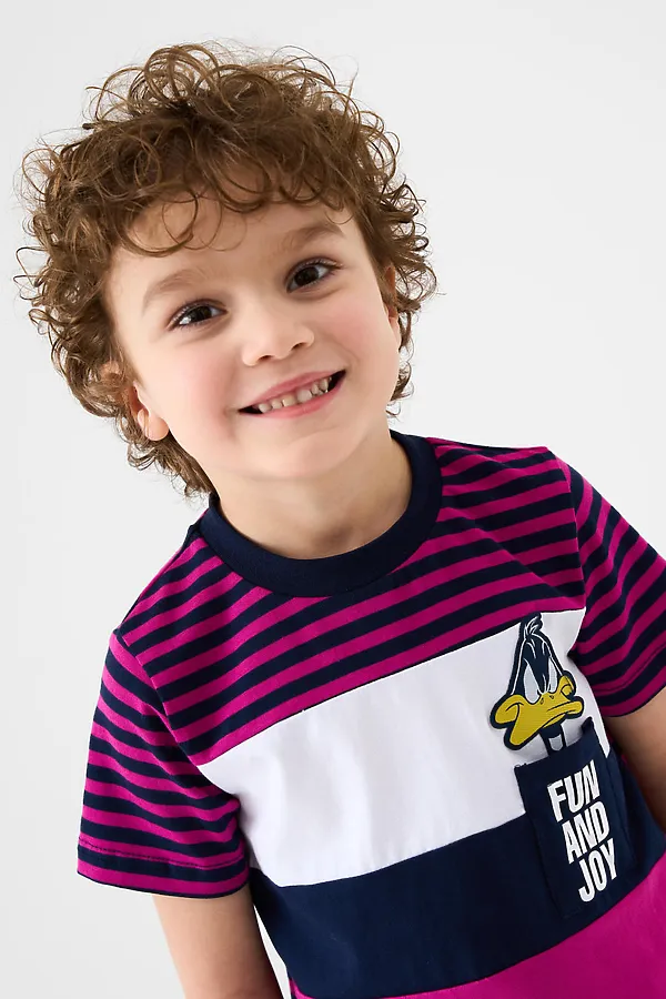 Комплект трикотажный для мальчиков: фуфайка (футболка), шорты PLAYTODAY, белый,малиновый,тёмно-синий - фото 2