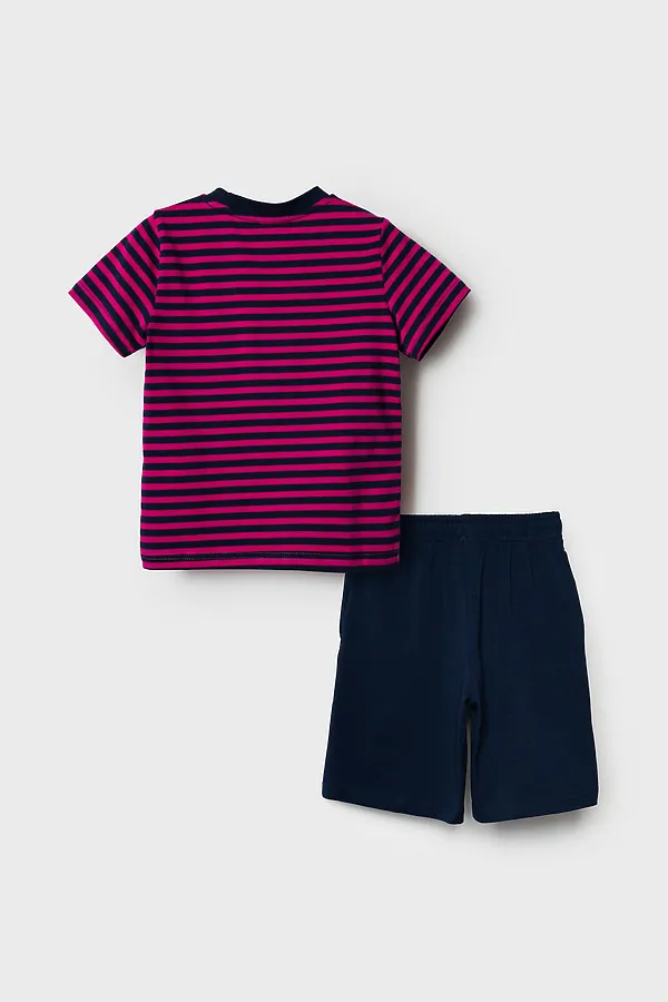 Комплект трикотажный для мальчиков: фуфайка (футболка), шорты PLAYTODAY, белый,малиновый,тёмно-синий - фото 2