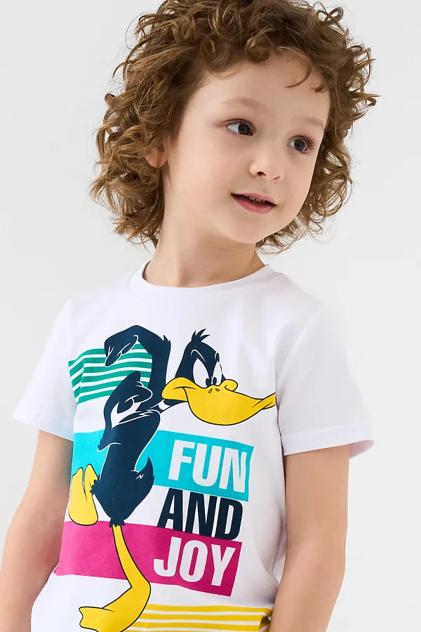 Фуфайка трикотажная для мальчиков (футболка) PLAYTODAY, белый - фото 2