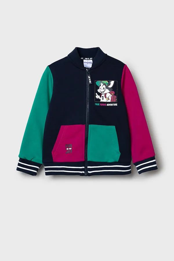 Толстовка текстильная для мальчиков PLAYTODAY, малиновый,зеленый,тёмно-синий - фото 2