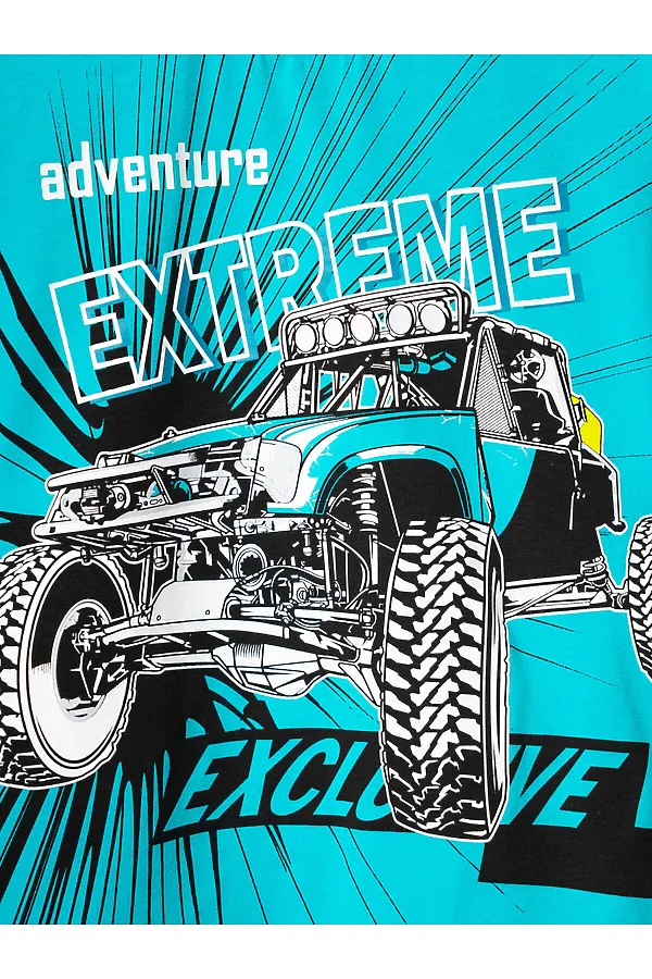 Фуфайка трикотажная для мальчиков (футболка) PLAYTODAY, черный,бирюзовый - фото 2