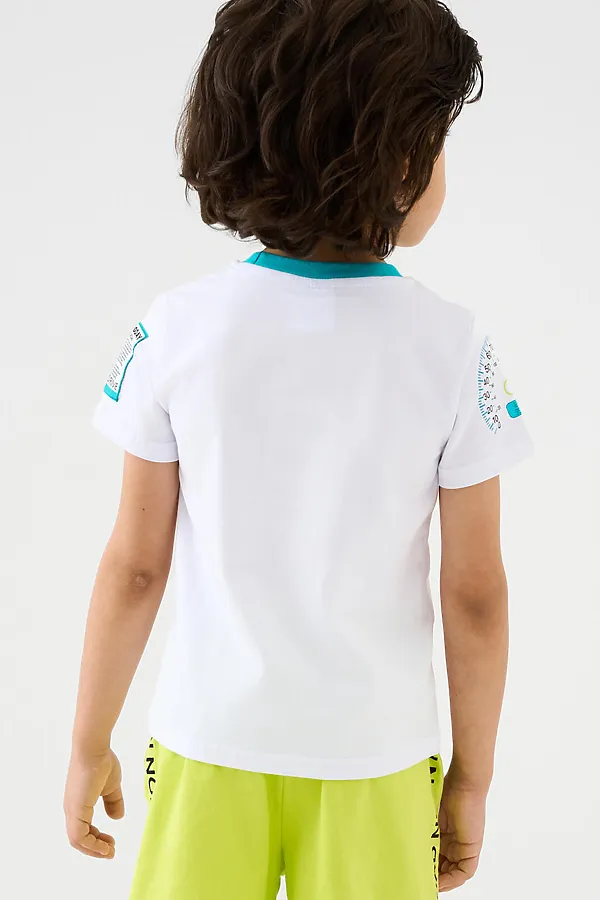 Фуфайка трикотажная для мальчиков (футболка) PLAYTODAY, белый - фото 2