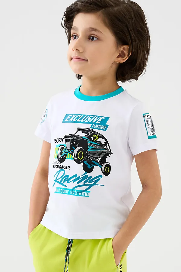 Фуфайка трикотажная для мальчиков (футболка) PLAYTODAY, белый - фото 2