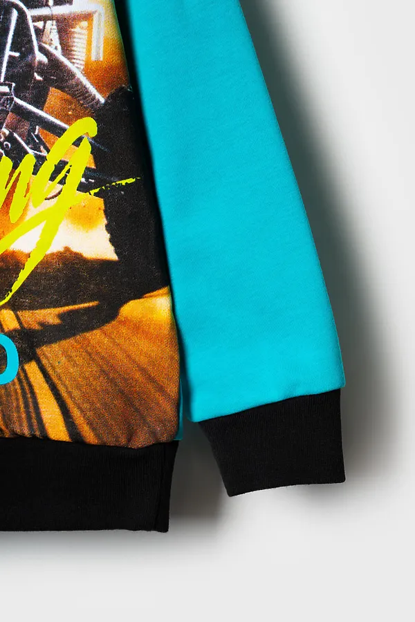 Толстовка трикотажная для мальчиков PLAYTODAY, белый,бирюзовый - фото 2