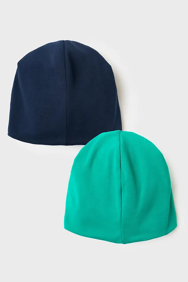 Шапка трикотажная для мальчиков, 2 шт в комплекте PLAYTODAY, тёмно-синий,зеленый - фото 2