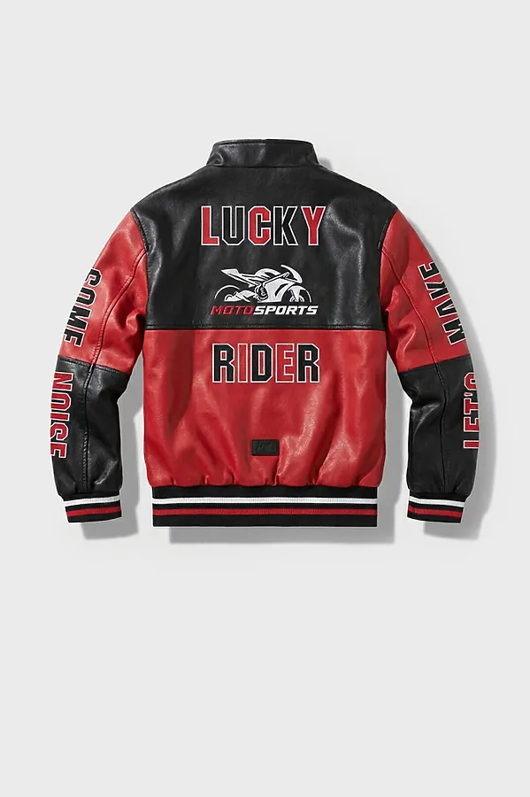 Куртка кожаная для мальчиков PLAYTODAY, черный,красный - фото 2