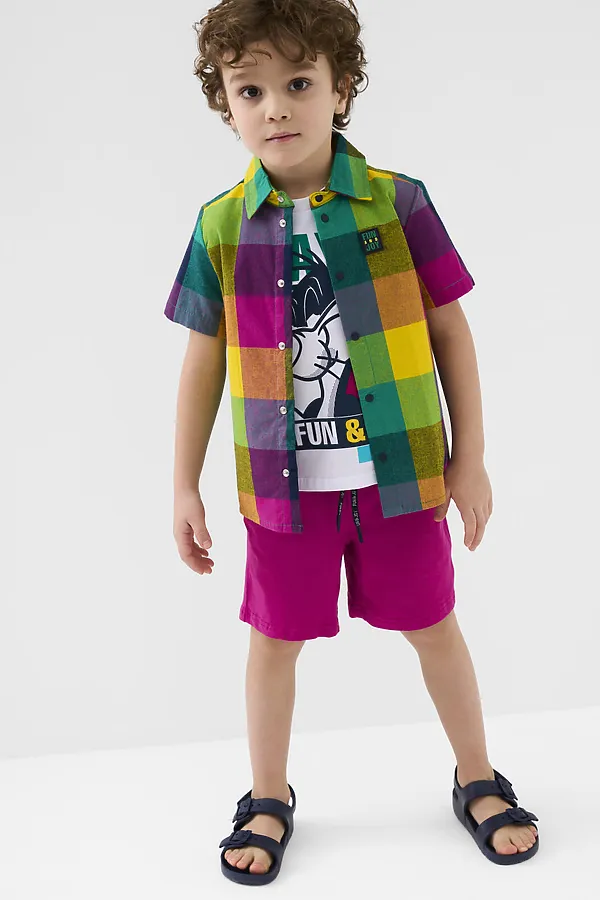 Рубашка текстильная для мальчиков PLAYTODAY, разноцветный - фото 2