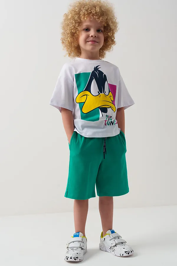 Комплект трикотажный для мальчиков: фуфайка (футболка), шорты PLAYTODAY, белый,зеленый - фото 2