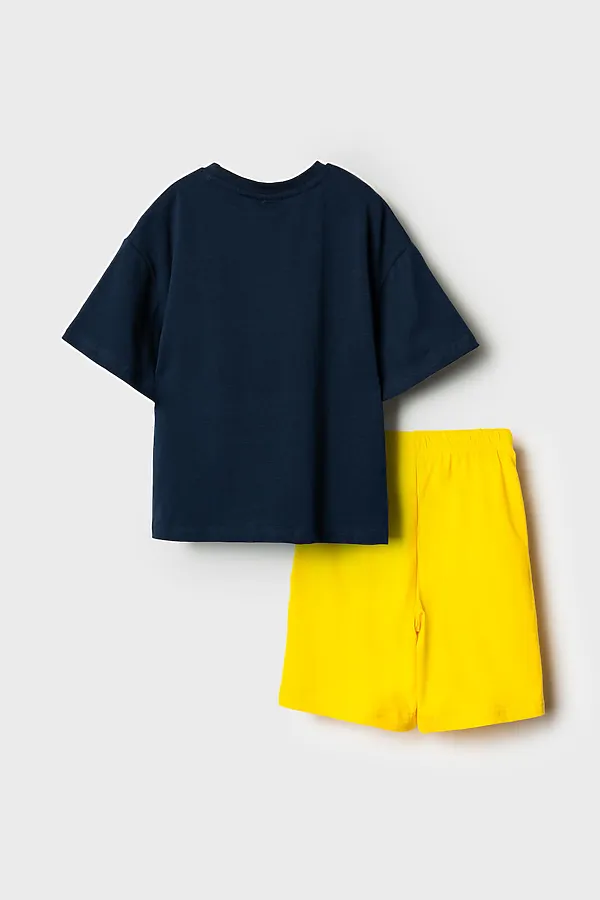 Комплект трикотажный для мальчиков: фуфайка (футболка), шорты PLAYTODAY, тёмно-синий,жёлтый - фото 2