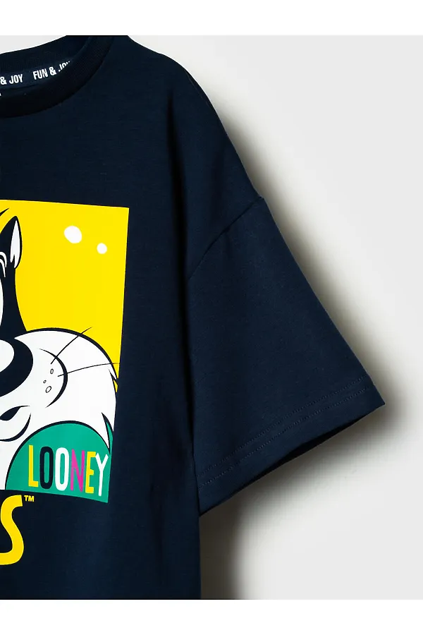 Комплект трикотажный для мальчиков: фуфайка (футболка), шорты PLAYTODAY, тёмно-синий,жёлтый - фото 2