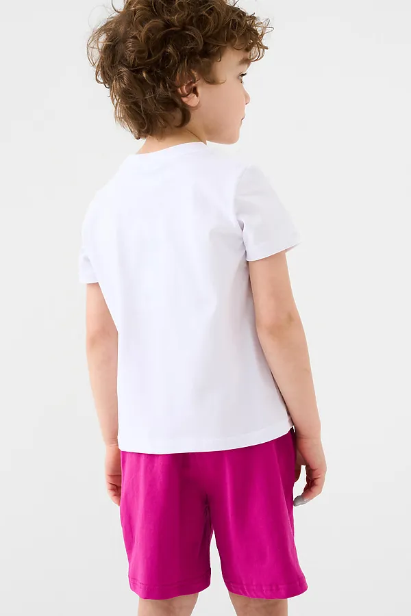 Комплект трикотажный для мальчиков: фуфайка (футболка), шорты PLAYTODAY, белый,малиновый - фото 2