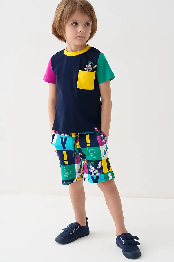 Комплект трикотажный для мальчиков: фуфайка (футболка), шорты PLAYTODAY, разноцветный - фото 2