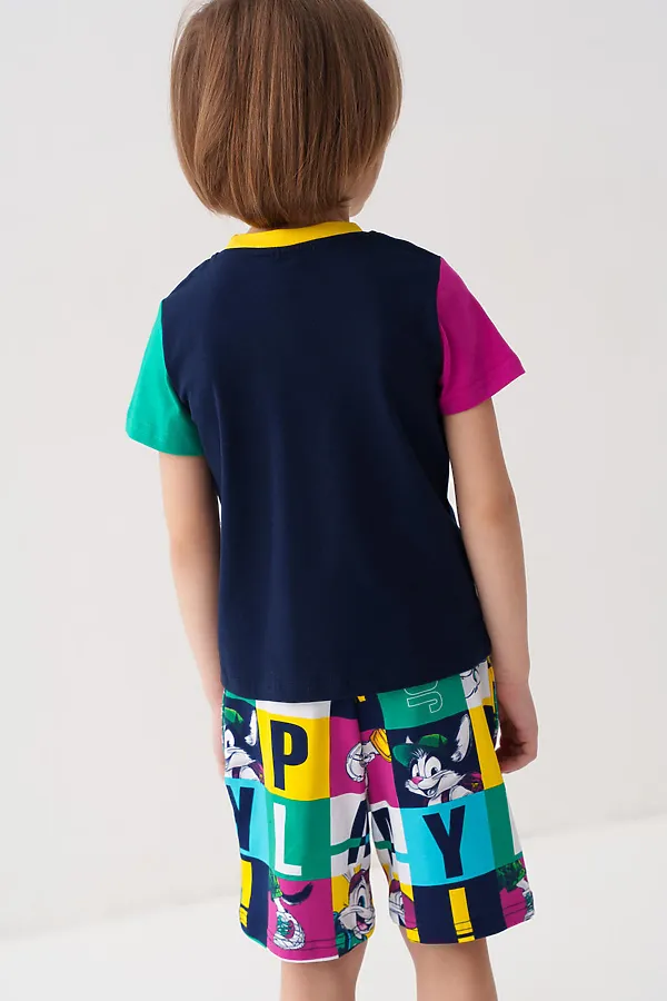 Комплект трикотажный для мальчиков: фуфайка (футболка), шорты PLAYTODAY, разноцветный - фото 2