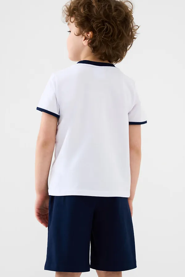 Комплект трикотажный для мальчиков: фуфайка (футболка), шорты PLAYTODAY, белый,тёмно-синий - фото 2