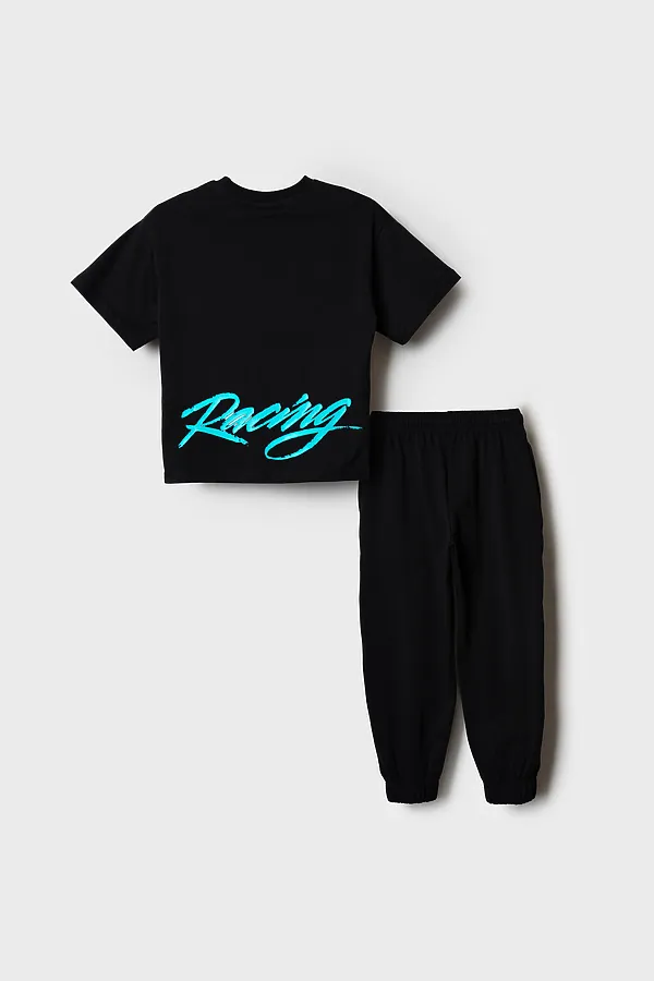 Комплект трикотажный для мальчиков: фуфайка (футболка), брюки PLAYTODAY, черный,белый - фото 2