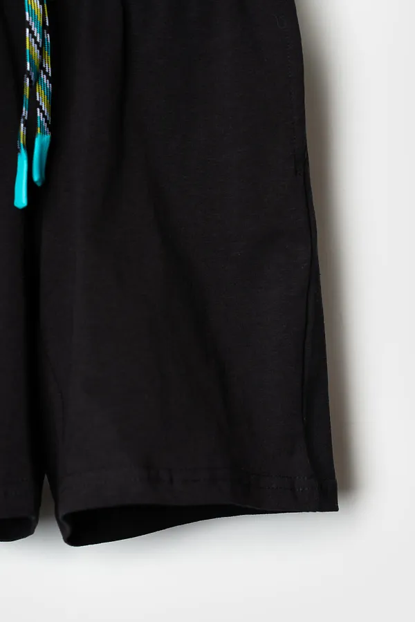 Комплект трикотажный для мальчиков: фуфайка (футболка), шорты PLAYTODAY, черный,бирюзовый - фото 2