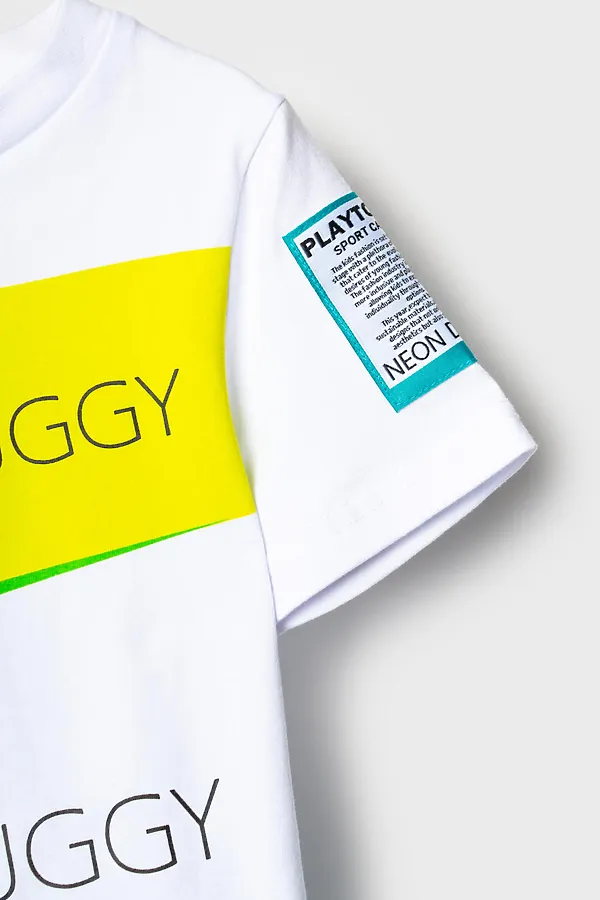 Комплект трикотажный для мальчиков: фуфайка (футболка), шорты PLAYTODAY, белый,светло-зеленый - фото 2