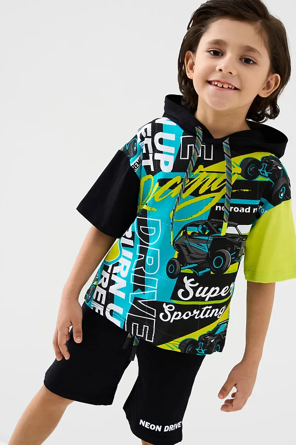 Комплект трикотажный для мальчиков: фуфайка (футболка), шорты PLAYTODAY, разноцветный - фото 2