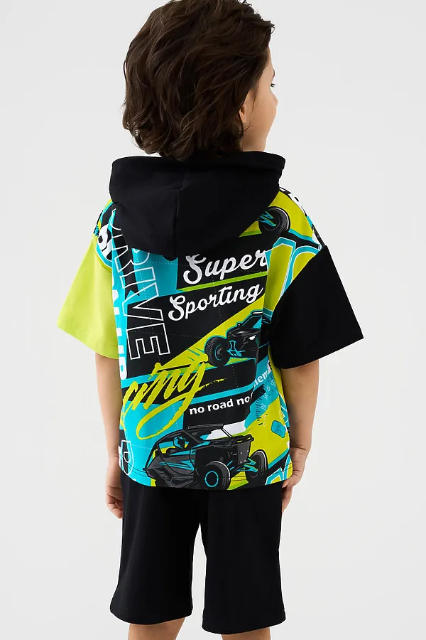 Комплект трикотажный для мальчиков: фуфайка (футболка), шорты PLAYTODAY, разноцветный - фото 2