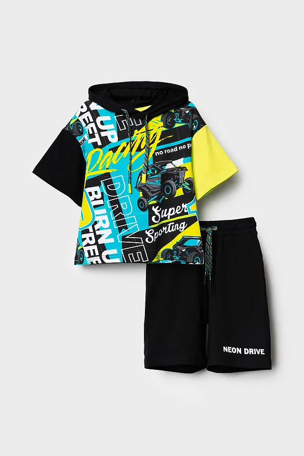 Комплект трикотажный для мальчиков: фуфайка (футболка), шорты PLAYTODAY, разноцветный - фото 2