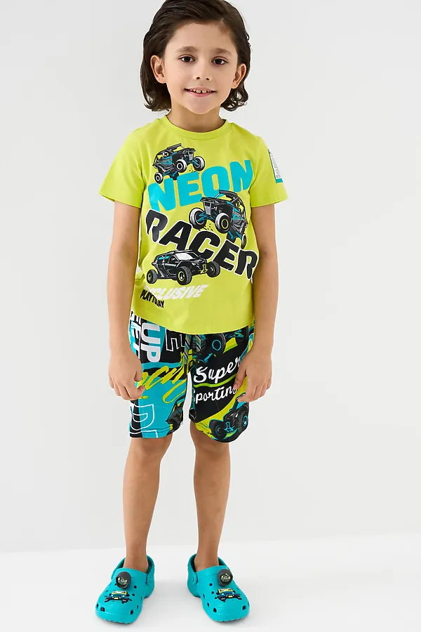 Комплект трикотажный для мальчиков: фуфайка (футболка), шорты PLAYTODAY, разноцветный - фото 2