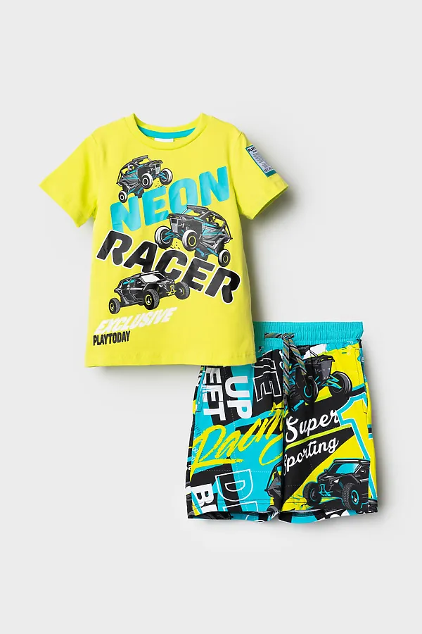 Комплект трикотажный для мальчиков: фуфайка (футболка), шорты PLAYTODAY, разноцветный - фото 2