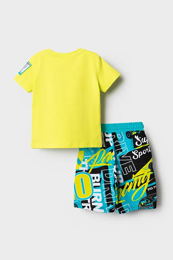 Комплект трикотажный для мальчиков: фуфайка (футболка), шорты PLAYTODAY, разноцветный - фото 2