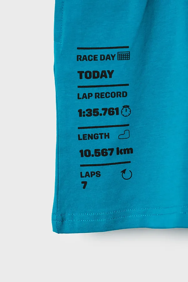 Комплект трикотажный для мальчиков: фуфайка (футболка), шорты PLAYTODAY, белый,бирюзовый - фото 2