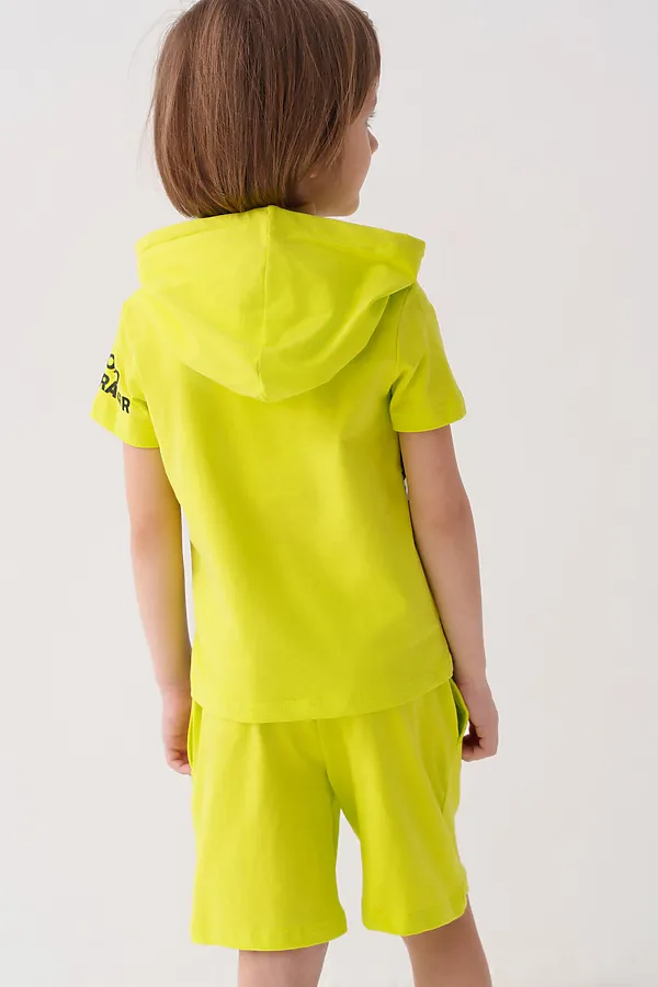 Комплект трикотажный для мальчиков: фуфайка (футболка), шорты PLAYTODAY, белый,светло-зеленый - фото 2