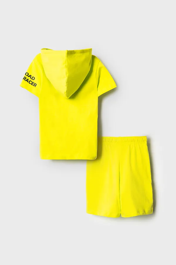 Комплект трикотажный для мальчиков: фуфайка (футболка), шорты PLAYTODAY, белый,светло-зеленый - фото 2