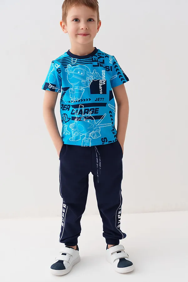 Брюки трикотажные для мальчиков PLAYTODAY, тёмно-синий - фото 2