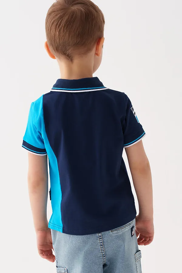 Джемпер трикотажный с воротником поло для мальчиков PLAYTODAY, тёмно-синий,ярко-синий - фото 2