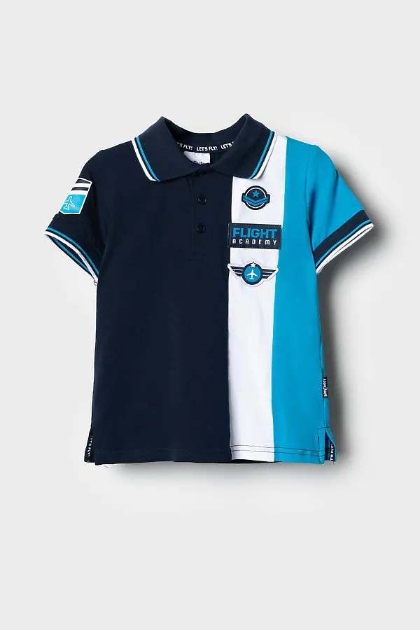 Джемпер трикотажный с воротником поло для мальчиков PLAYTODAY, тёмно-синий,ярко-синий - фото 2