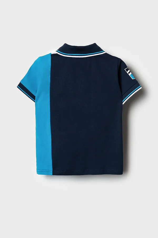 Джемпер трикотажный с воротником поло для мальчиков PLAYTODAY, тёмно-синий,ярко-синий - фото 2