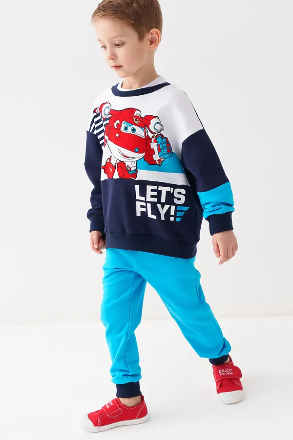 Толстовка трикотажная для мальчиков PLAYTODAY, белый,тёмно-синий - фото 2