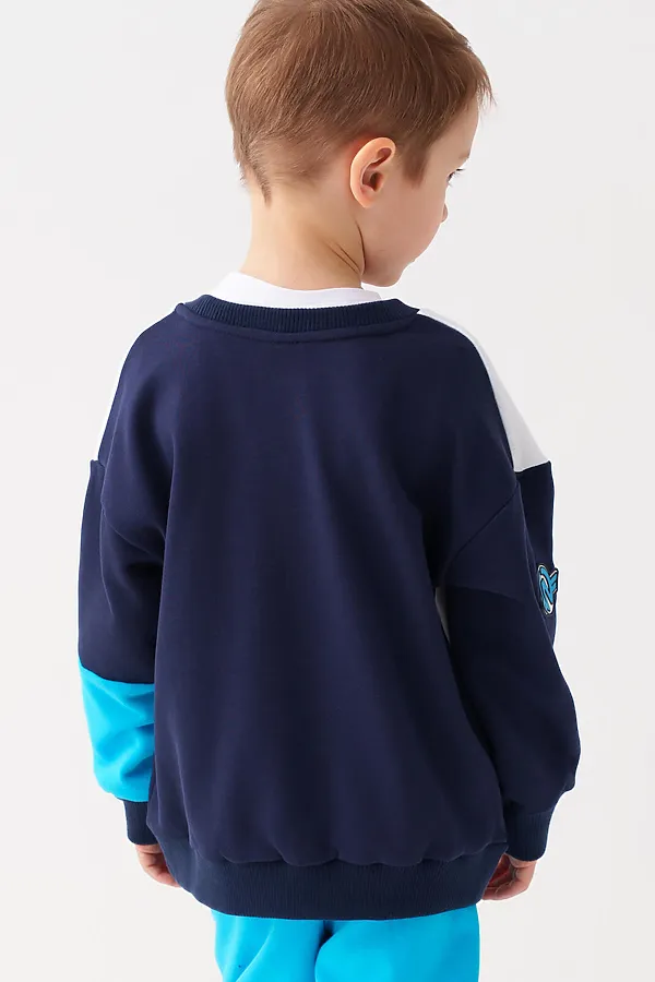 Толстовка трикотажная для мальчиков PLAYTODAY, белый,тёмно-синий - фото 2