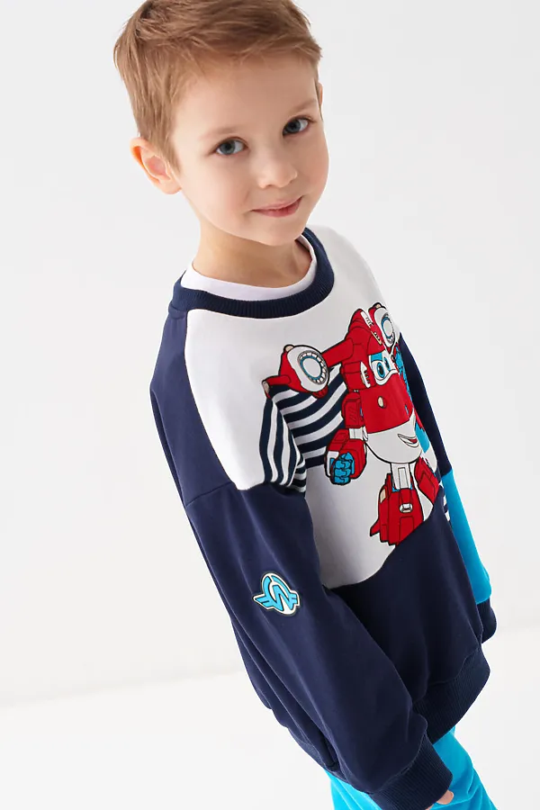 Толстовка трикотажная для мальчиков PLAYTODAY, белый,тёмно-синий - фото 2