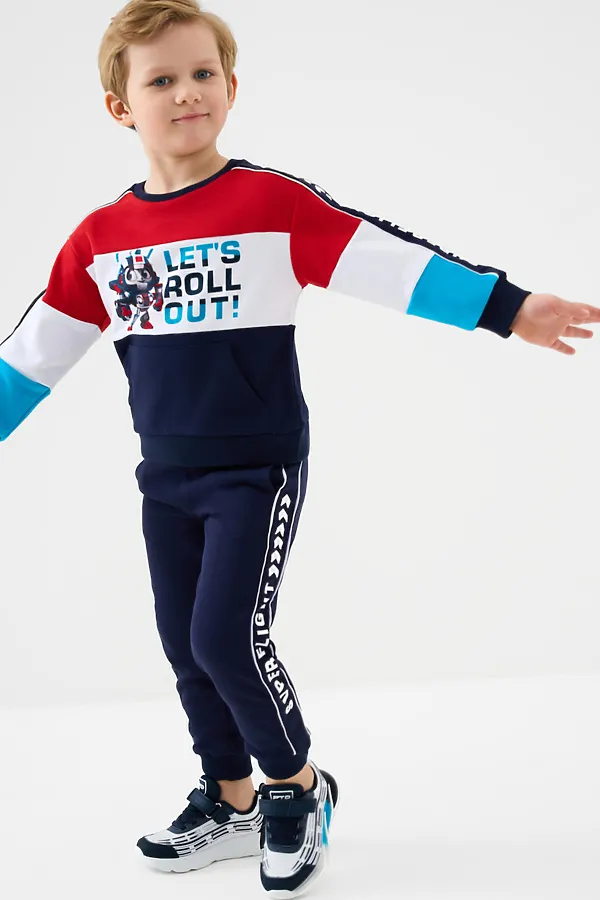 Толстовка трикотажная для мальчиков PLAYTODAY, белый,тёмно-синий,красный - фото 2