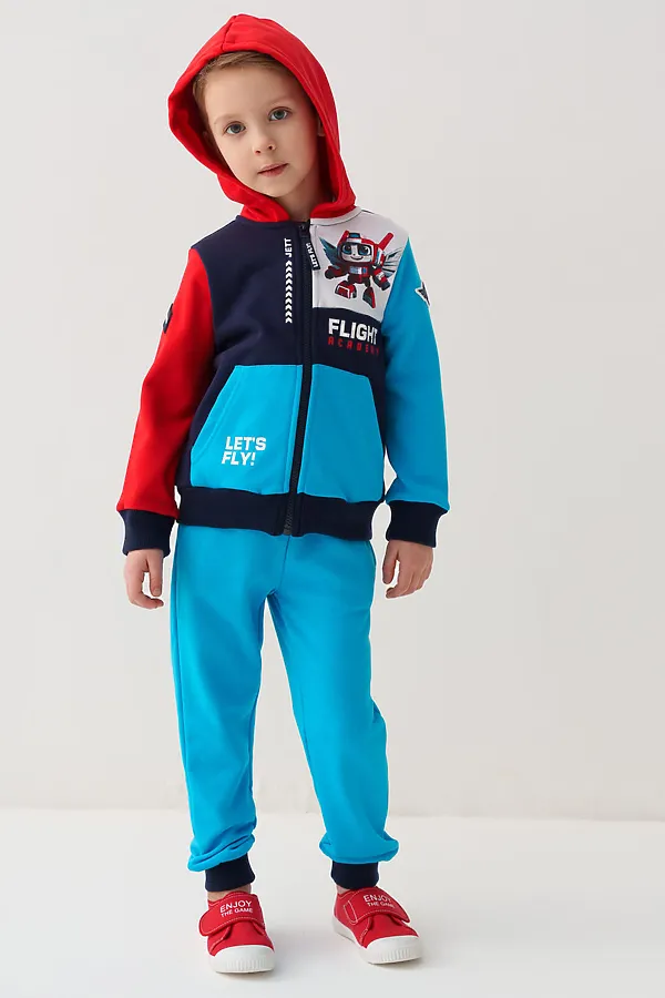 Толстовка трикотажная для мальчиков PLAYTODAY, тёмно-синий,ярко-синий,красный - фото 2