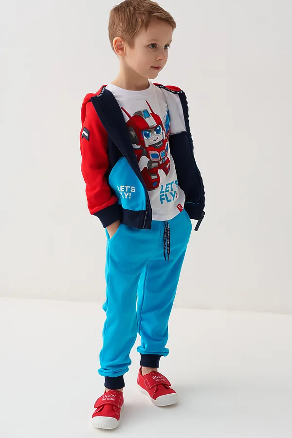 Толстовка трикотажная для мальчиков PLAYTODAY, тёмно-синий,ярко-синий,красный - фото 2