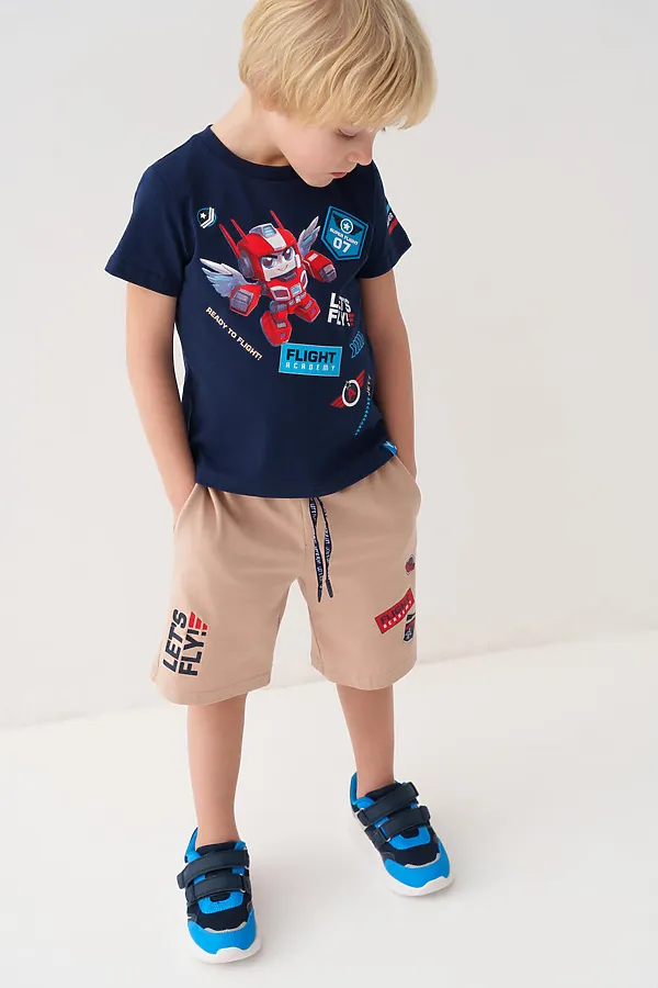 Фуфайка трикотажная для мальчиков (футболка) PLAYTODAY, тёмно-синий - фото 2