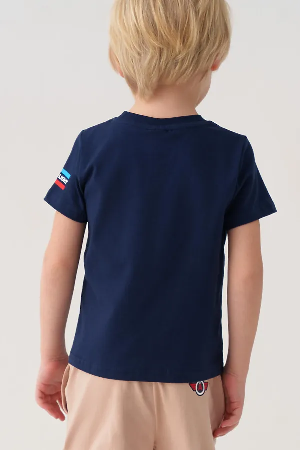 Фуфайка трикотажная для мальчиков (футболка) PLAYTODAY, тёмно-синий - фото 2