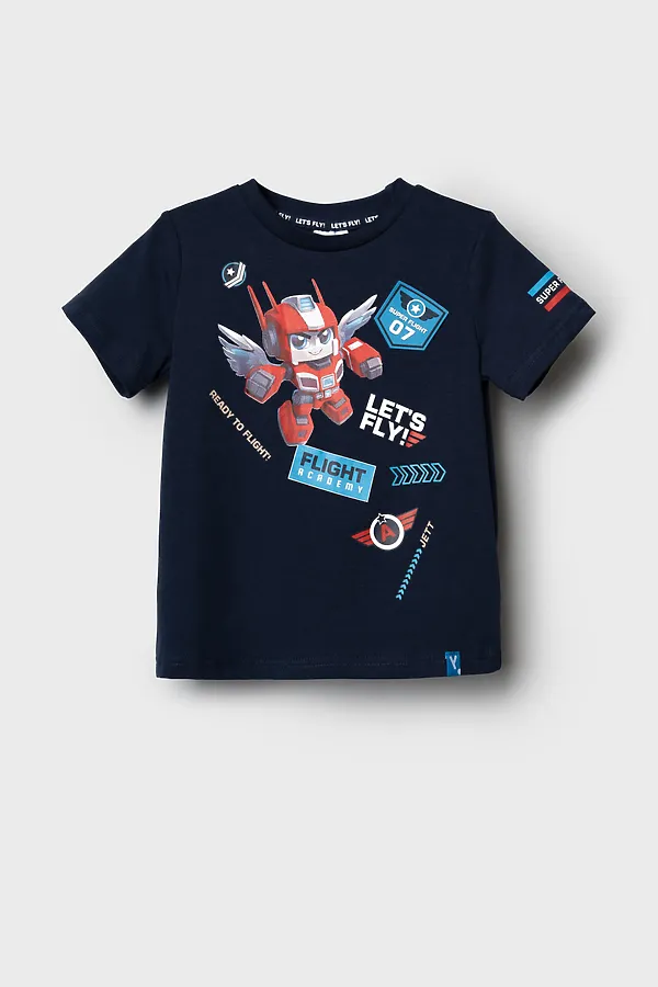 Фуфайка трикотажная для мальчиков (футболка) PLAYTODAY, тёмно-синий - фото 2