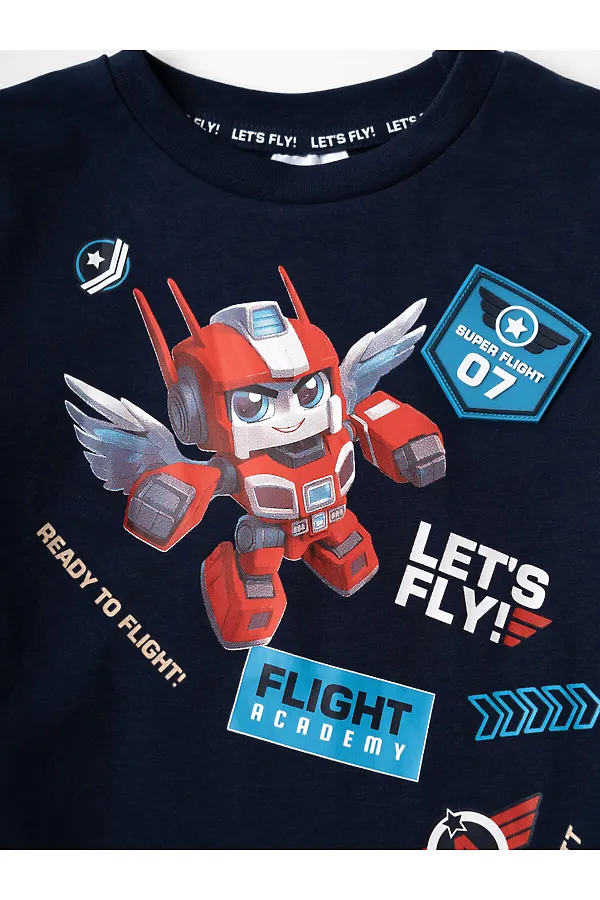 Фуфайка трикотажная для мальчиков (футболка) PLAYTODAY, тёмно-синий - фото 2