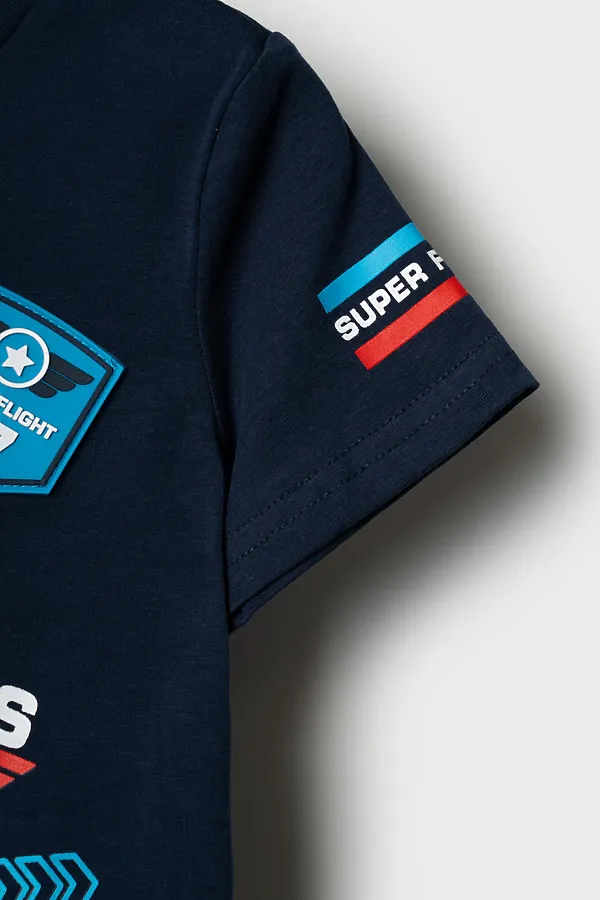 Фуфайка трикотажная для мальчиков (футболка) PLAYTODAY, тёмно-синий - фото 2