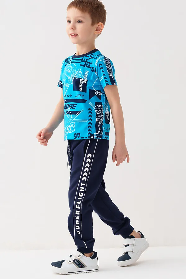 Фуфайка трикотажная для мальчиков (футболка) PLAYTODAY, белый,тёмно-синий,ярко-синий - фото 2