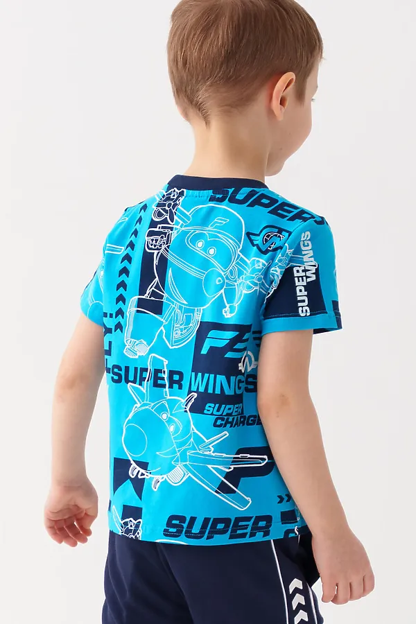 Фуфайка трикотажная для мальчиков (футболка) PLAYTODAY, белый,тёмно-синий,ярко-синий - фото 2