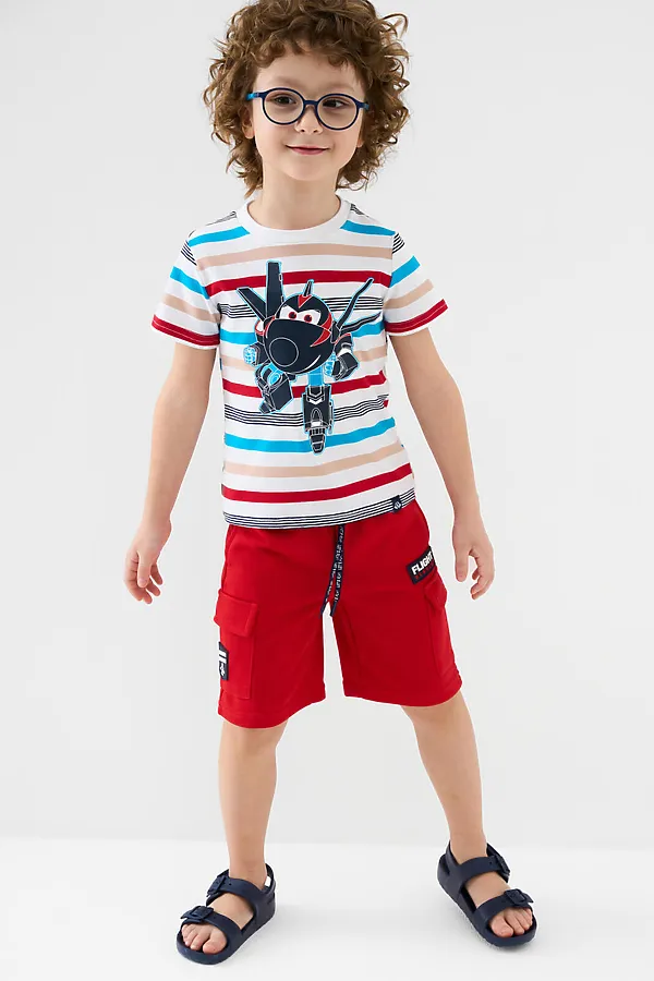 Шорты трикотажные для мальчиков PLAYTODAY, красный - фото 2